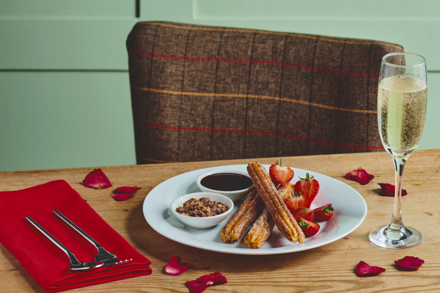 brewers fayre valentines day 2025 meal dessert churros